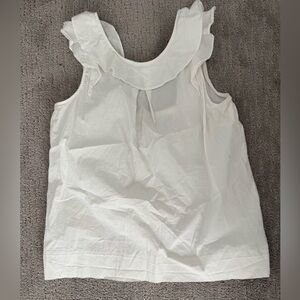J. Crew White Ruffled Sleeveless Cotton Blouse